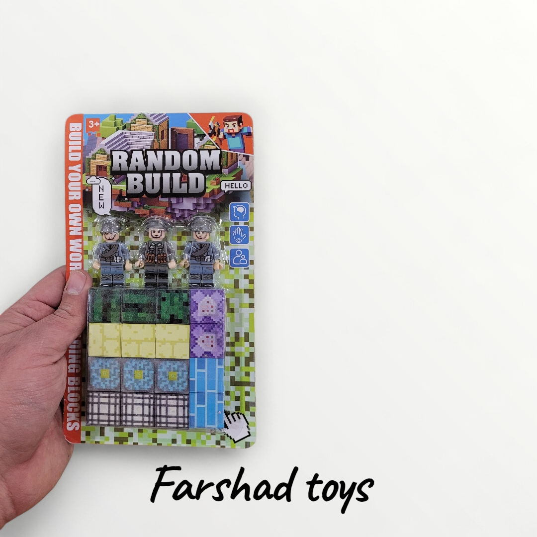 یک ست ساختنی لگو با تم ماینکرافت (Minecraft) شامل مینیفیگورهای شخصیتهای بازی و بلوکهای ساختمانی در ۳ طرح