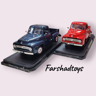 ماکت فلزی فورد F100 پیکاپ مدل 1953 برند Yatming مقیاس 1:18 در رنگ قرمز و آبی کلکسیونی فرشاد تویز