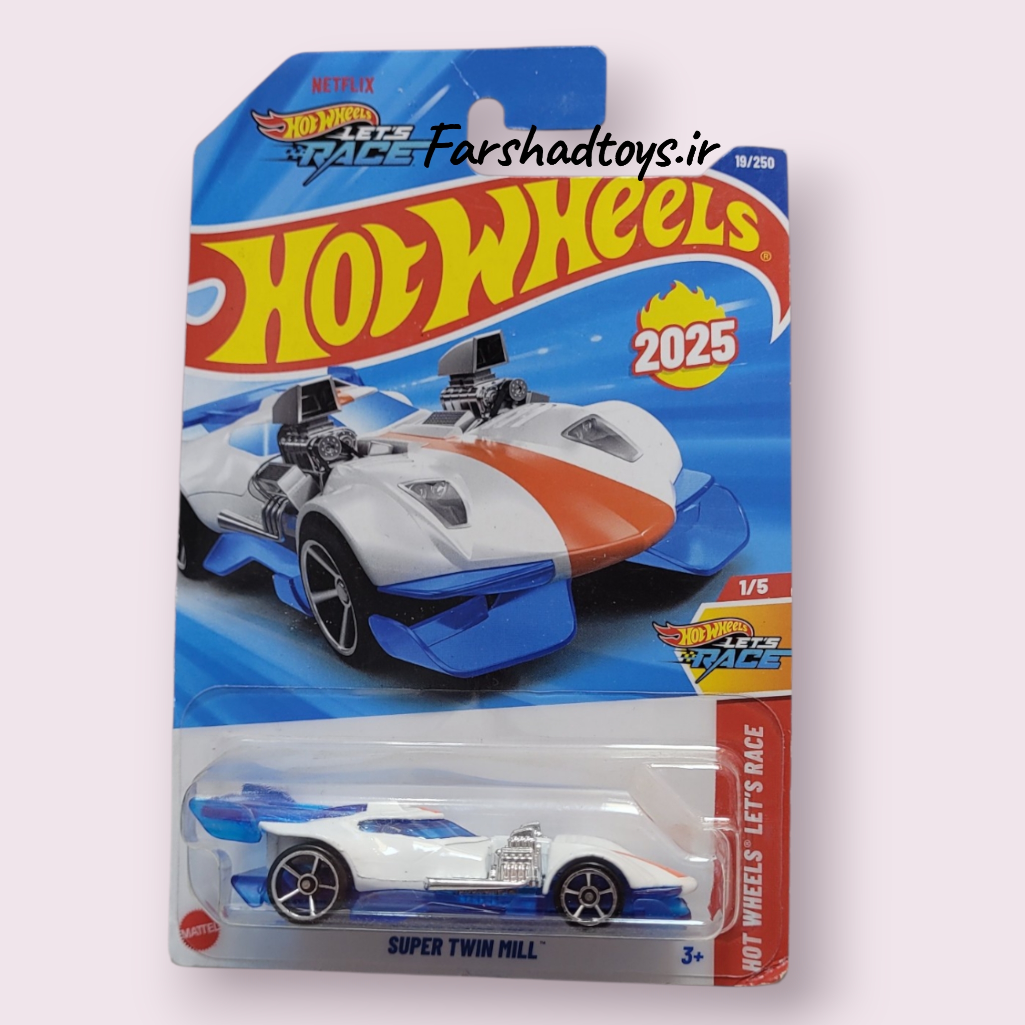 ماشین هات ویلز Super Twin Mill سفید سری Hot Wheels Let’s Race فرشاد تویز